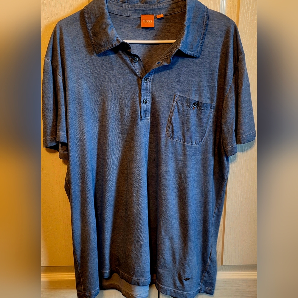 BOSS ORANGR Men's XL Blue Polo Shirt